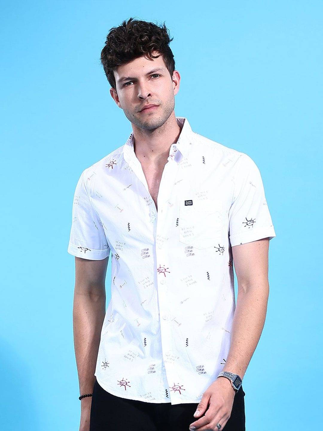 The Indian Garage Co Men Slim Fit Opaque Printed Casual Shirt The Indian Garage Co Men Slim Fit Opaque Printed Casual Shirt