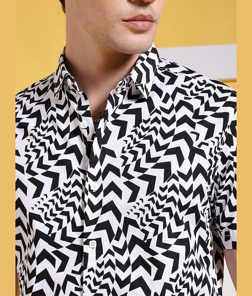 The Indian Garage Co Slim Fit Geometric Printed Pure Cotton Casual Shirt
