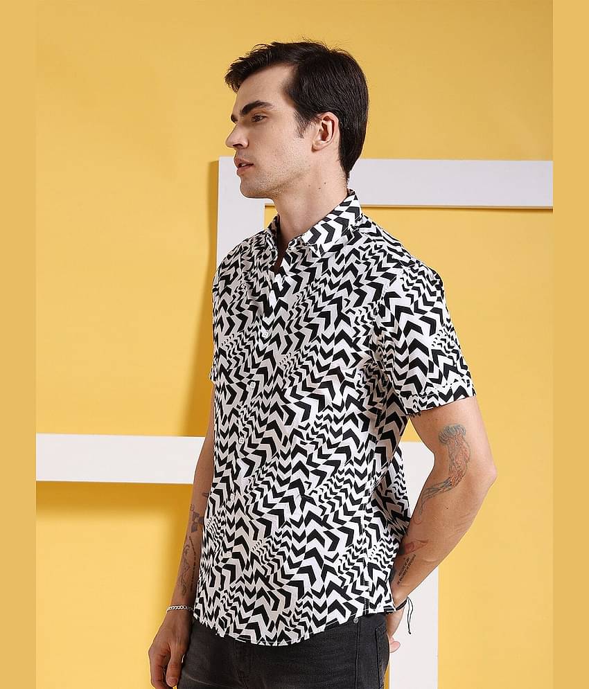 The Indian Garage Co Slim Fit Geometric Printed Pure Cotton Casual Shirt