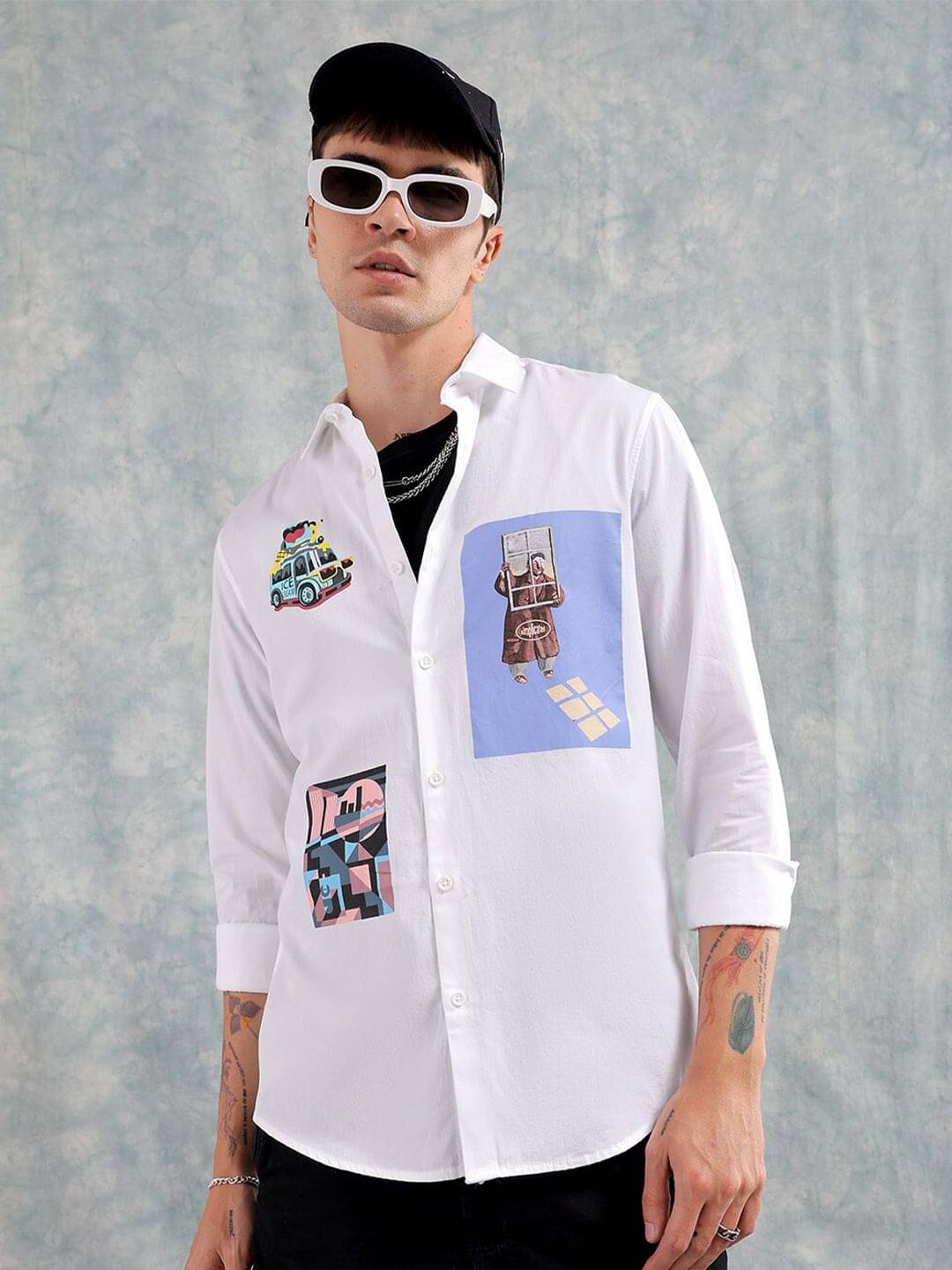 The Indian Garage Co Slim Fit Graphic Printed Cotton Shirt     			The Indian Garage Co Slim Fit Graphic Printed Cotton Shirt