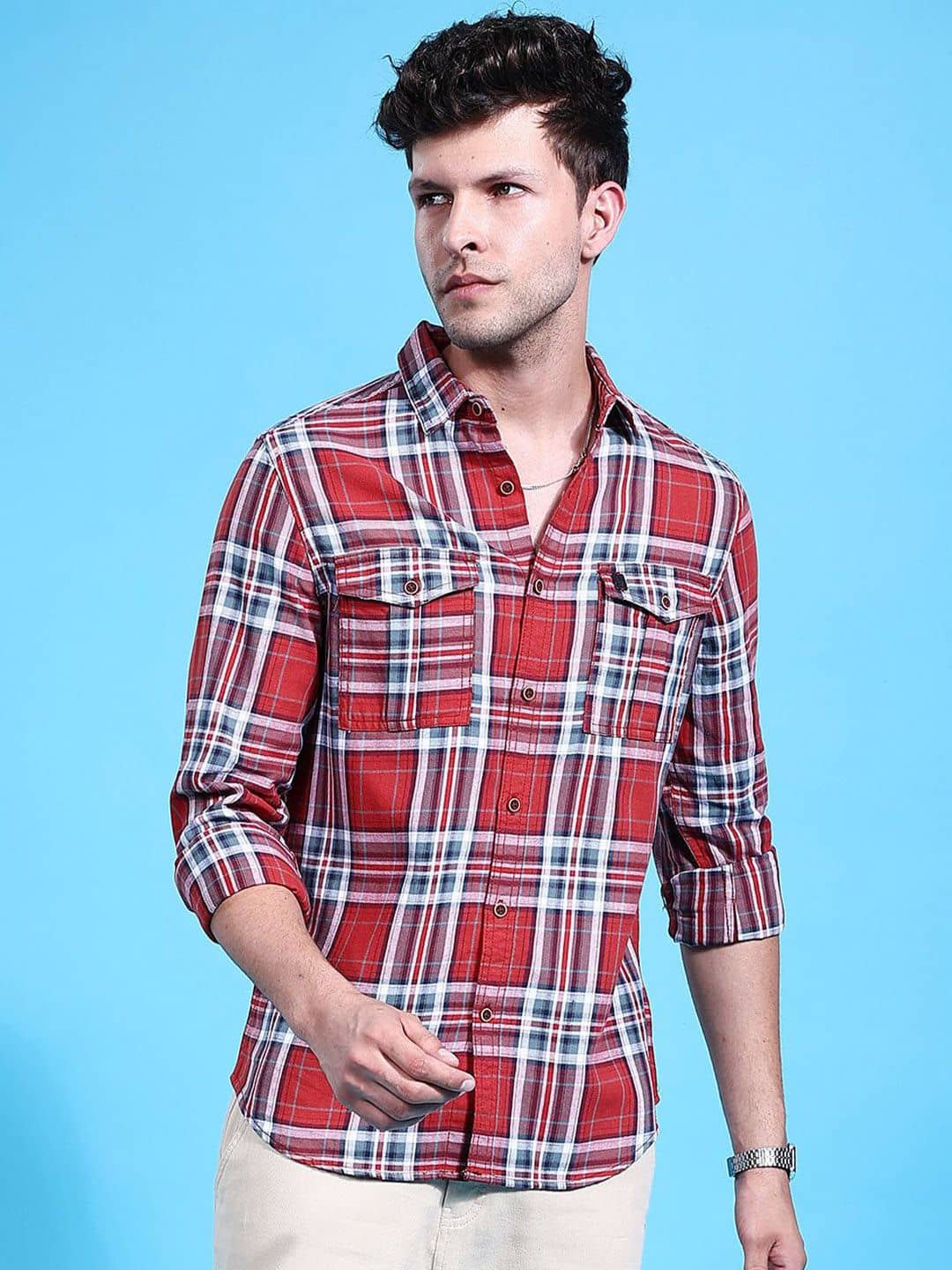 The Indian Garage Co Men Checked Casual Shirt