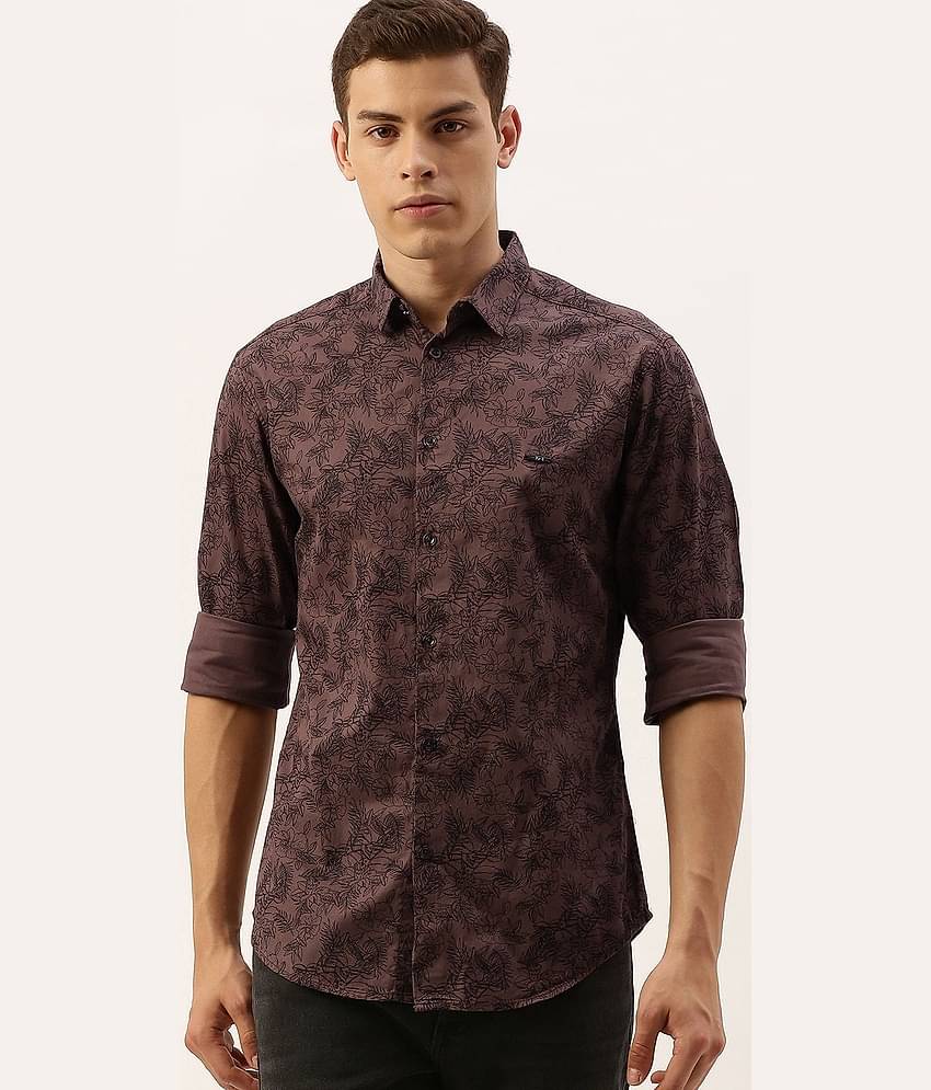 The Indian Garage Co Men Brown Slim Fit Printed Casual Shirt