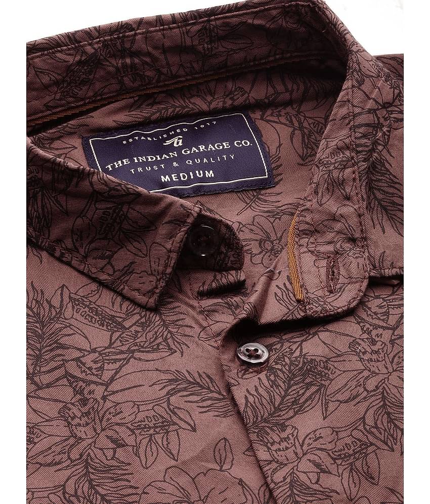 The Indian Garage Co Men Brown Slim Fit Printed Casual Shirt