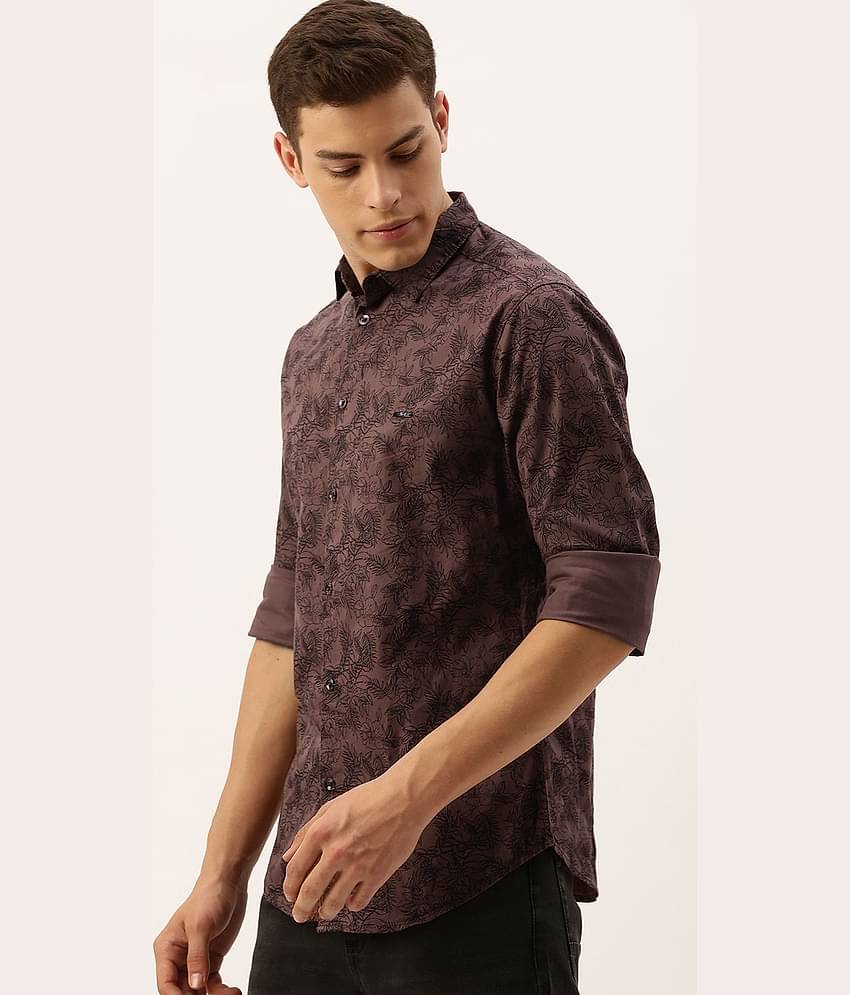 The Indian Garage Co Men Brown Slim Fit Printed Casual Shirt