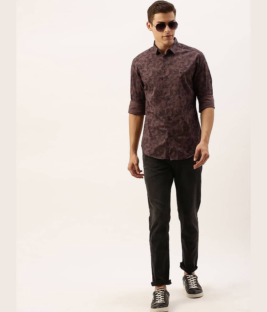 The Indian Garage Co Men Brown Slim Fit Printed Casual Shirt