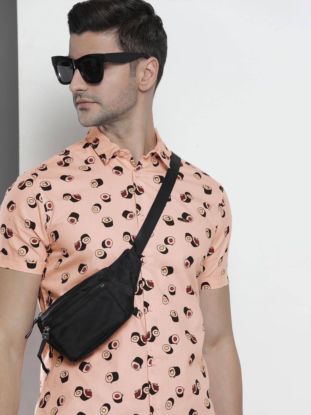 The Indian Garage Co Men Peach-Coloured Comfort Printed Cotton Casual Shirt The Indian Garage Co Men Peach-Coloured Comfort Printed Cotton Casual Shirt