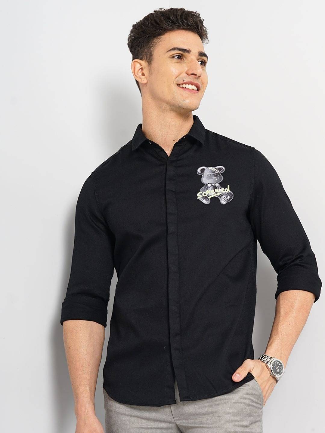 The Indian Garage Co Cotton Slim Fit Opaque Casual Shirt The Indian Garage Co Cotton Slim Fit Opaque Casual Shirt