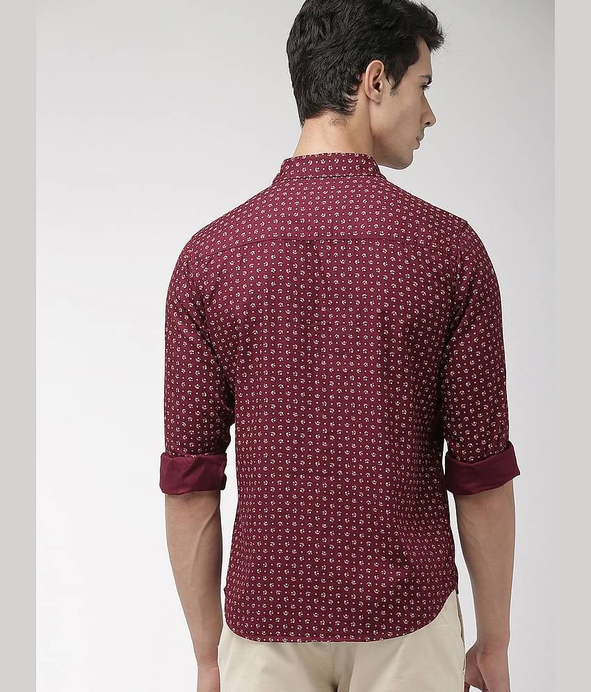 The Indian Garage Co Men Maroon & Beige Slim Fit Printed Casual Shirt