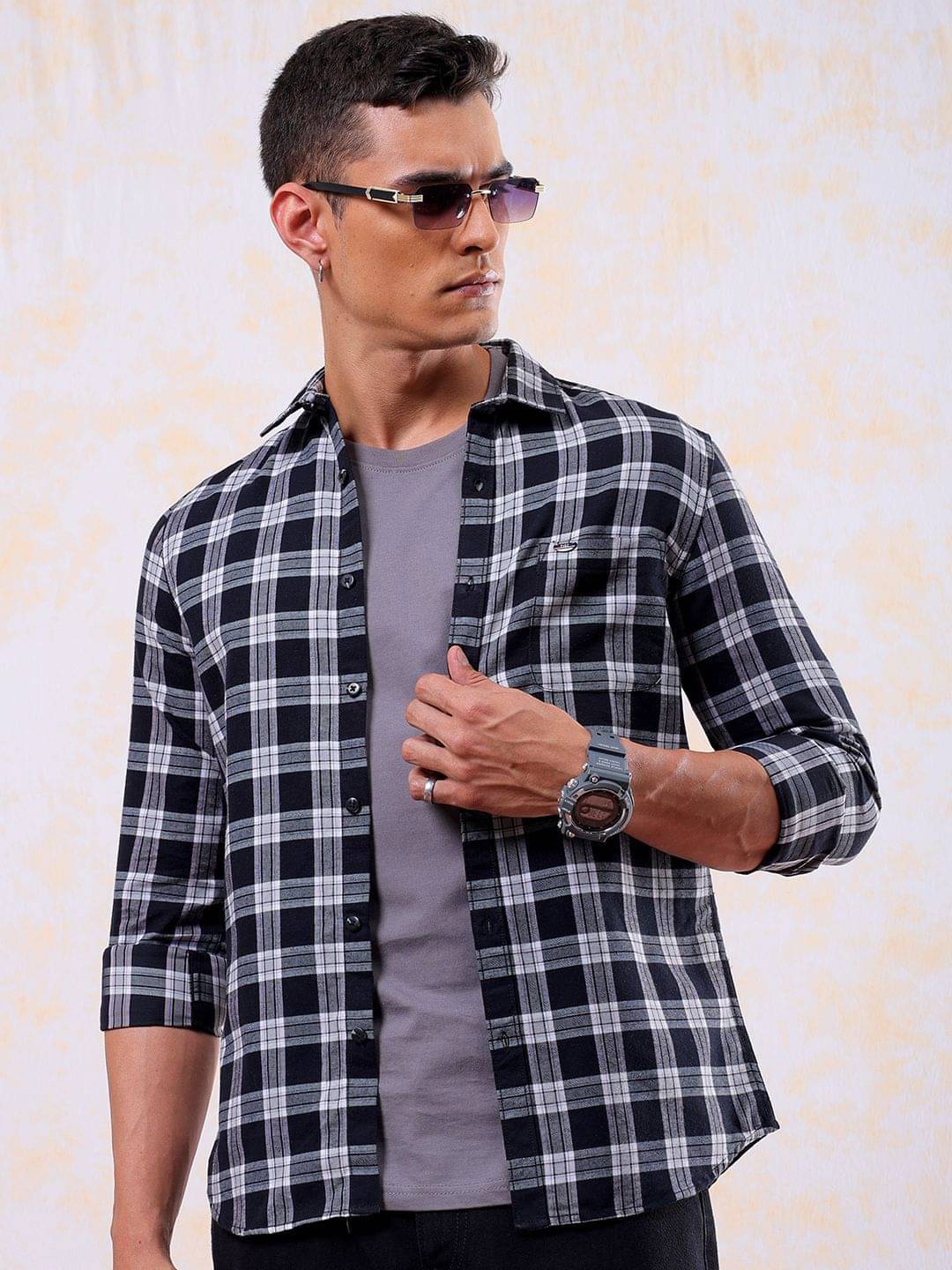 The Indian Garage Co Men Slim Fit Buffalo Checks Opaque Casual Shirt The Indian Garage Co Men Slim Fit Buffalo Checks Opaque Casual Shirt