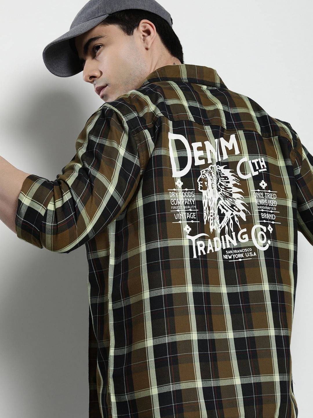     			The Indian Garage Co Men Tartan Checked Casual Shirt