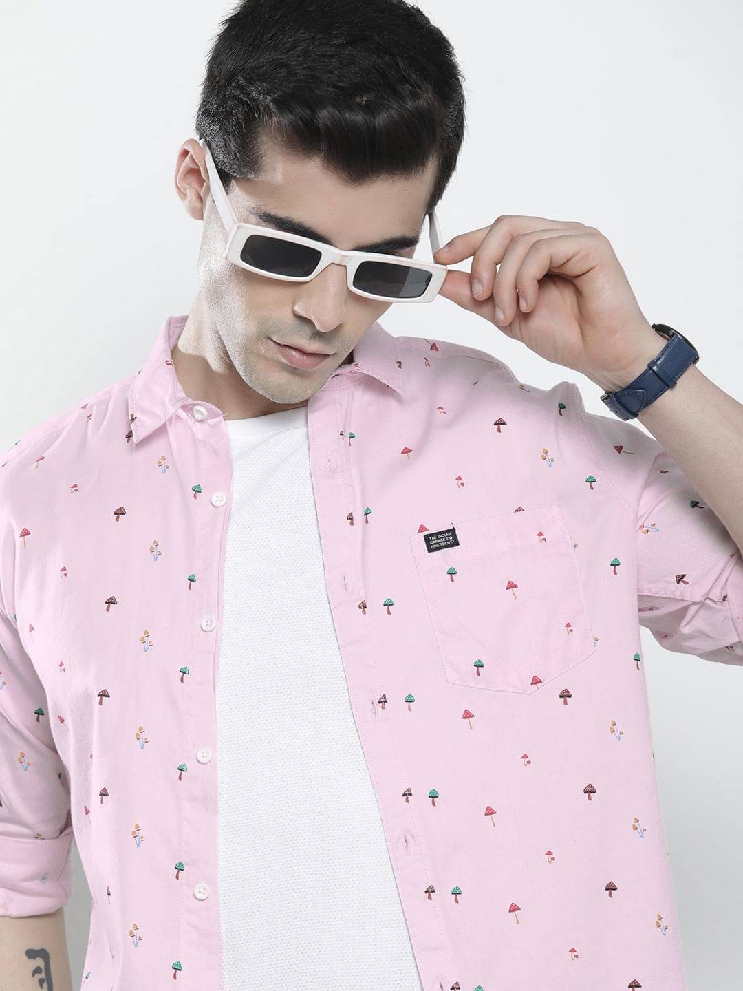 The Indian Garage Co Men Pink Conversational Printed Casual Shirt The Indian Garage Co Men Pink Conversational Printed Casual Shirt