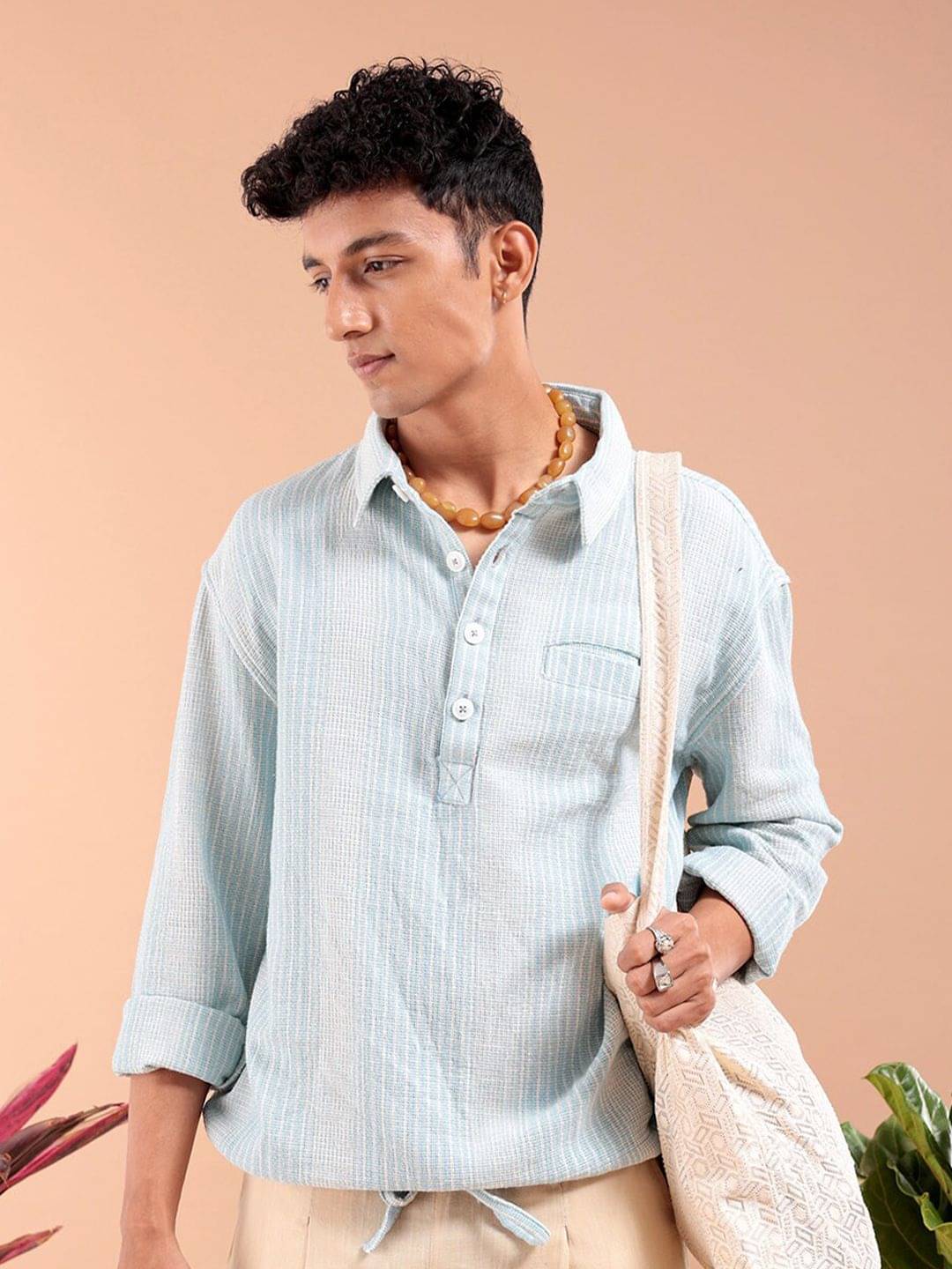    			The Indian Garage Co Multi Striped Drop-Shoulder Sleeves Pure Cotton Casual Shirt