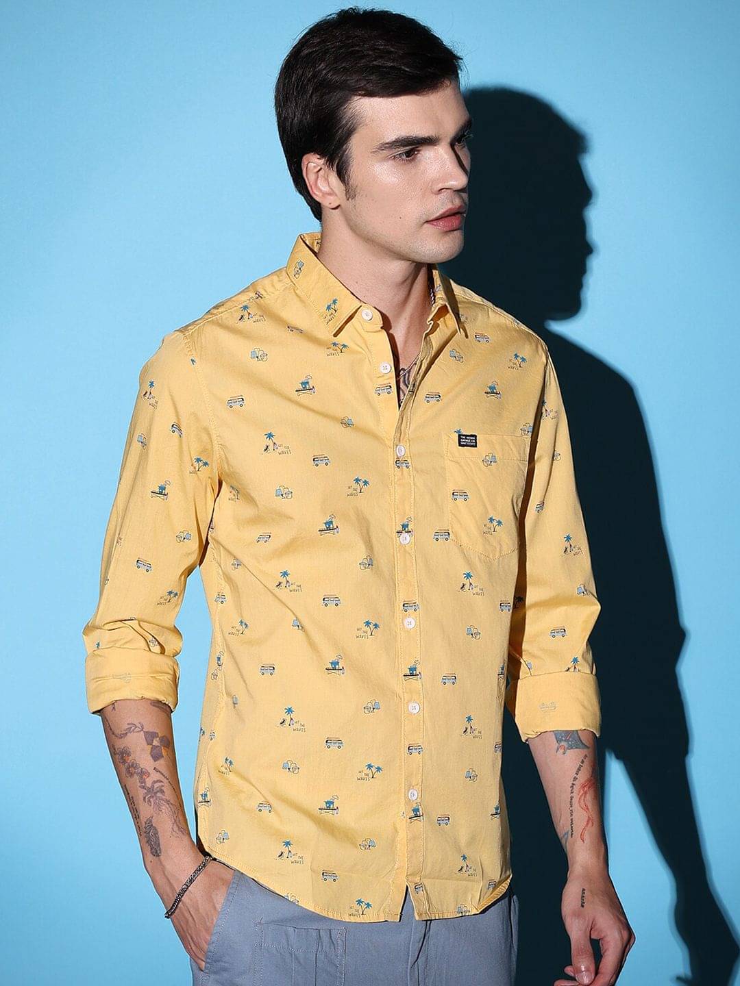     			The Indian Garage Co Slim Fit Conversational Printed Pure Cotton Casual Shirt