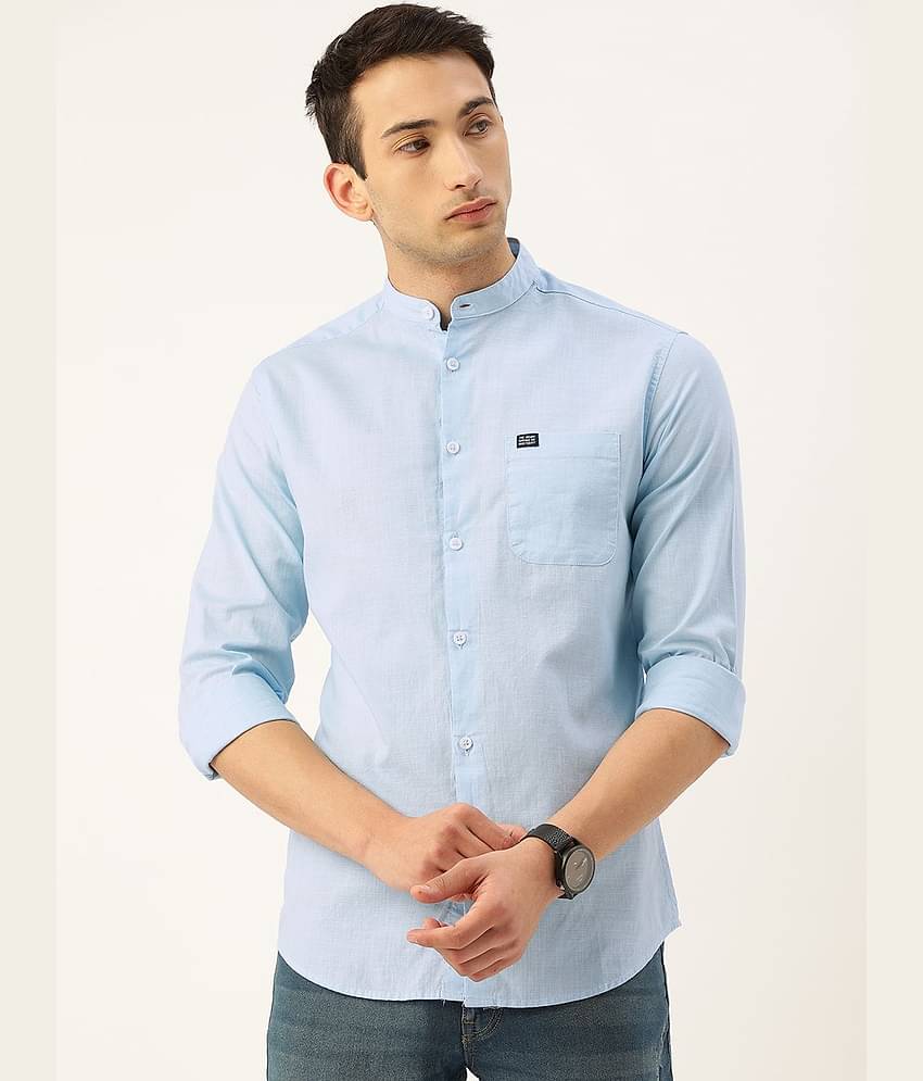 The Indian Garage Co. 100% Cotton Slim Fit Solids Full Sleeves Men's Casual Shirt - Blue ( Pack of 1 )