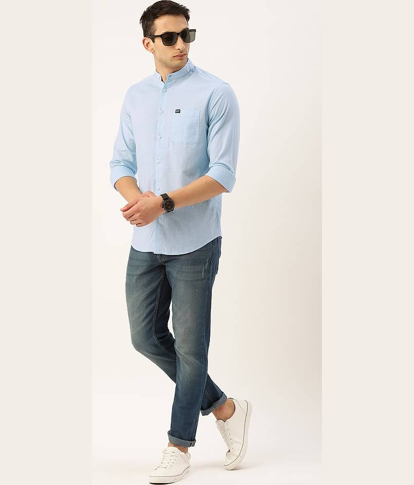 The Indian Garage Co. 100% Cotton Slim Fit Solids Full Sleeves Men's Casual Shirt - Blue ( Pack of 1 )