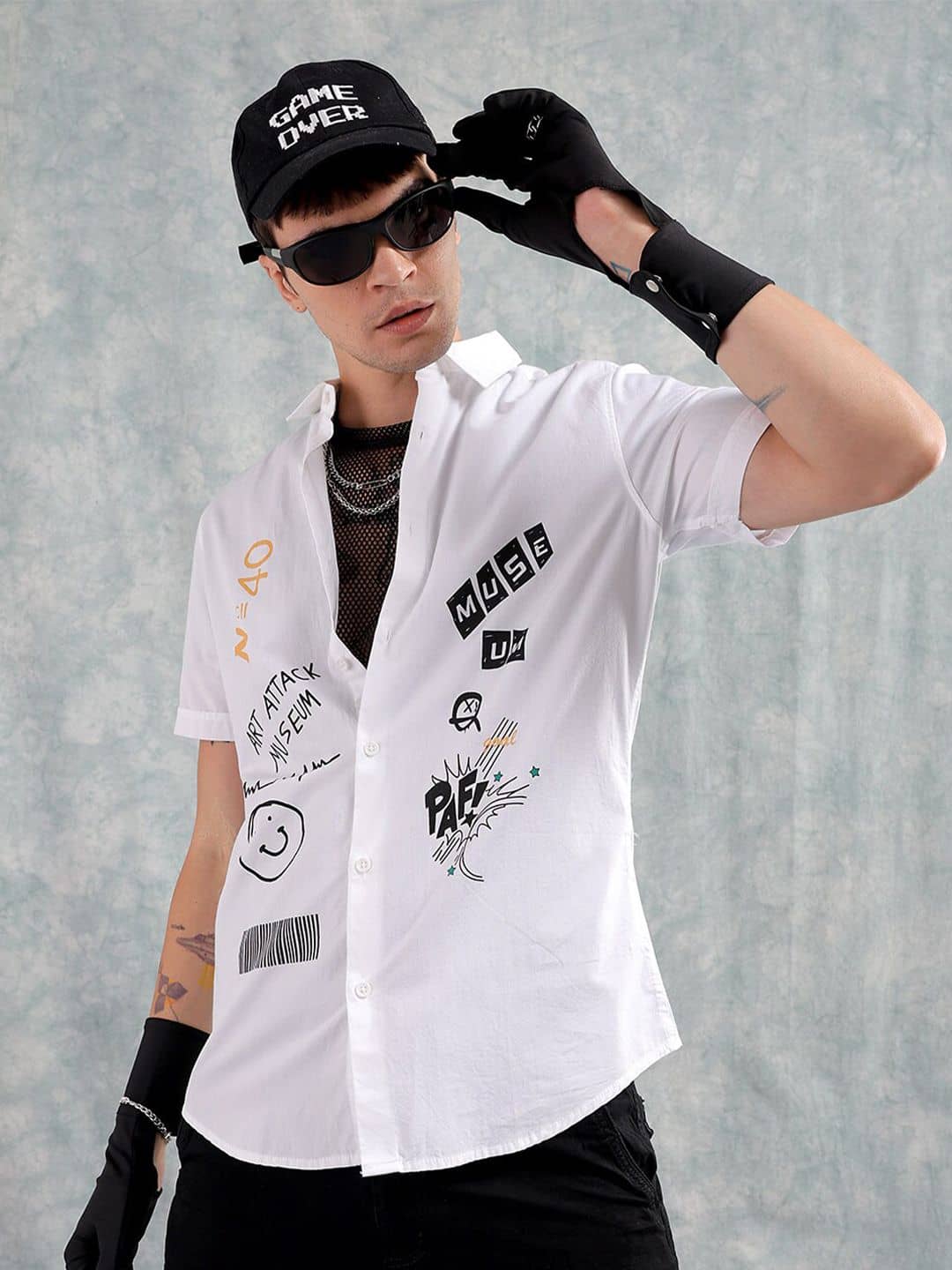 The Indian Garage Co Slim Fit Typography Printed  Pure Cotton Casual Shirt