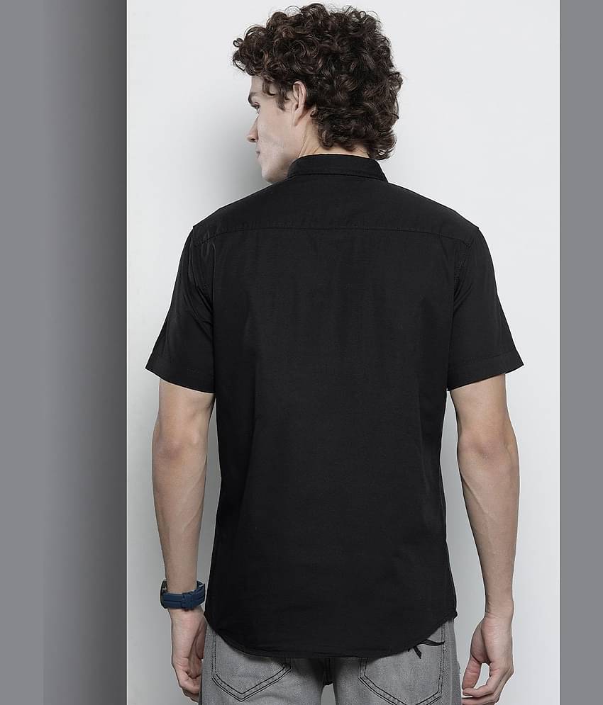 The Indian Garage Co Men Black & Yellow Comfort Horizontal Striped Cotton Shirt