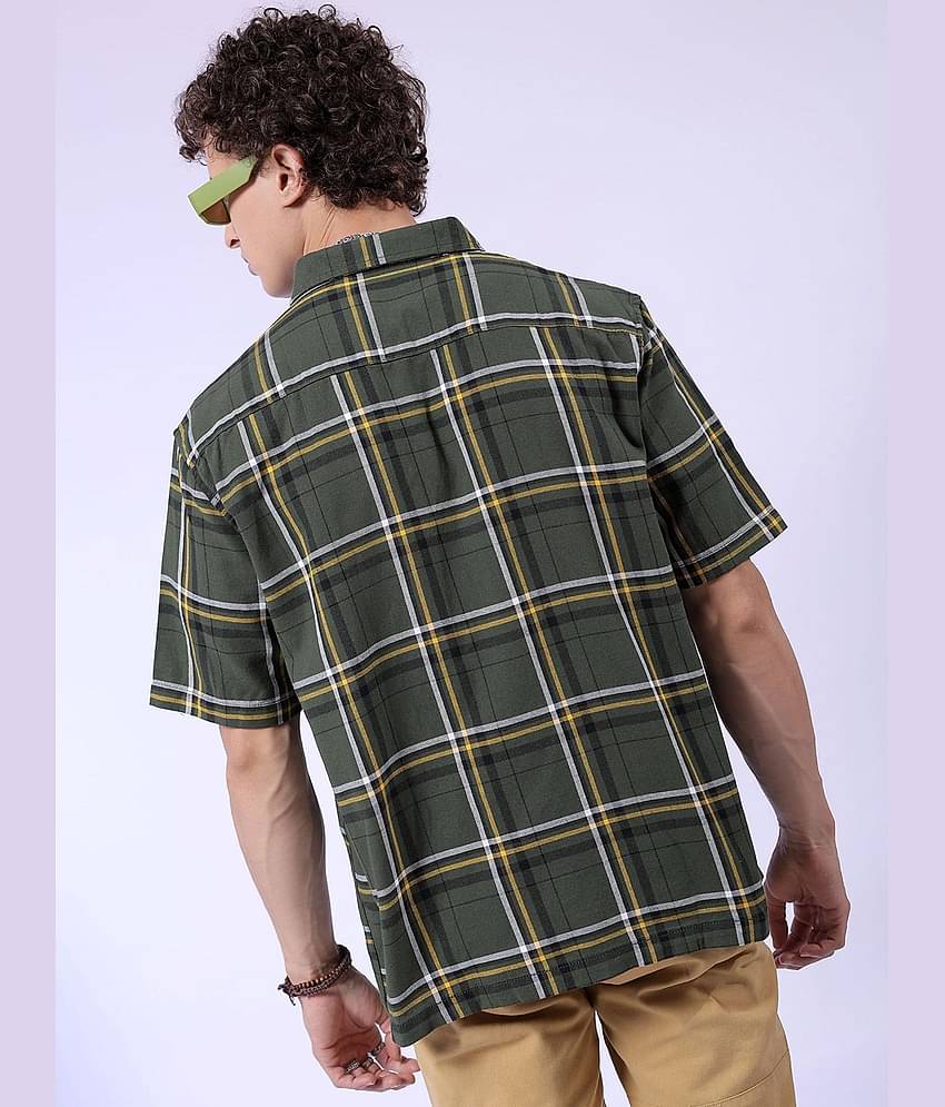The Indian Garage Co Tartan Checked Oversized Pure Cotton Casual Shirt