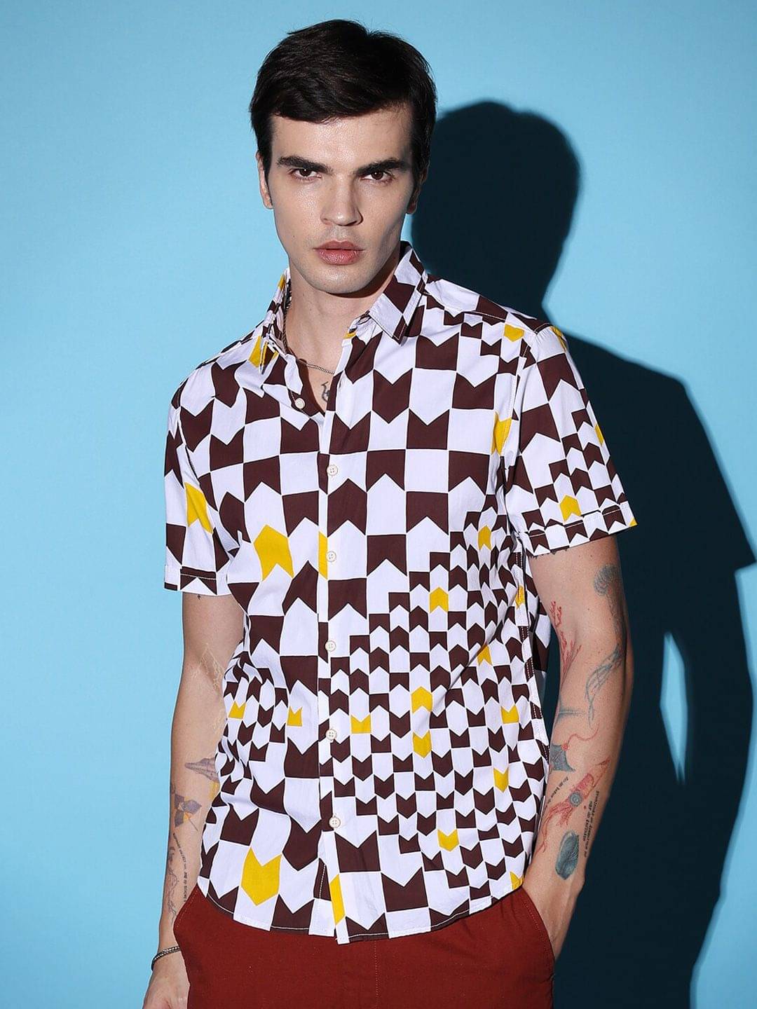    			The Indian Garage Co Abstract Printed Slim Fit Pure Cotton Shirt