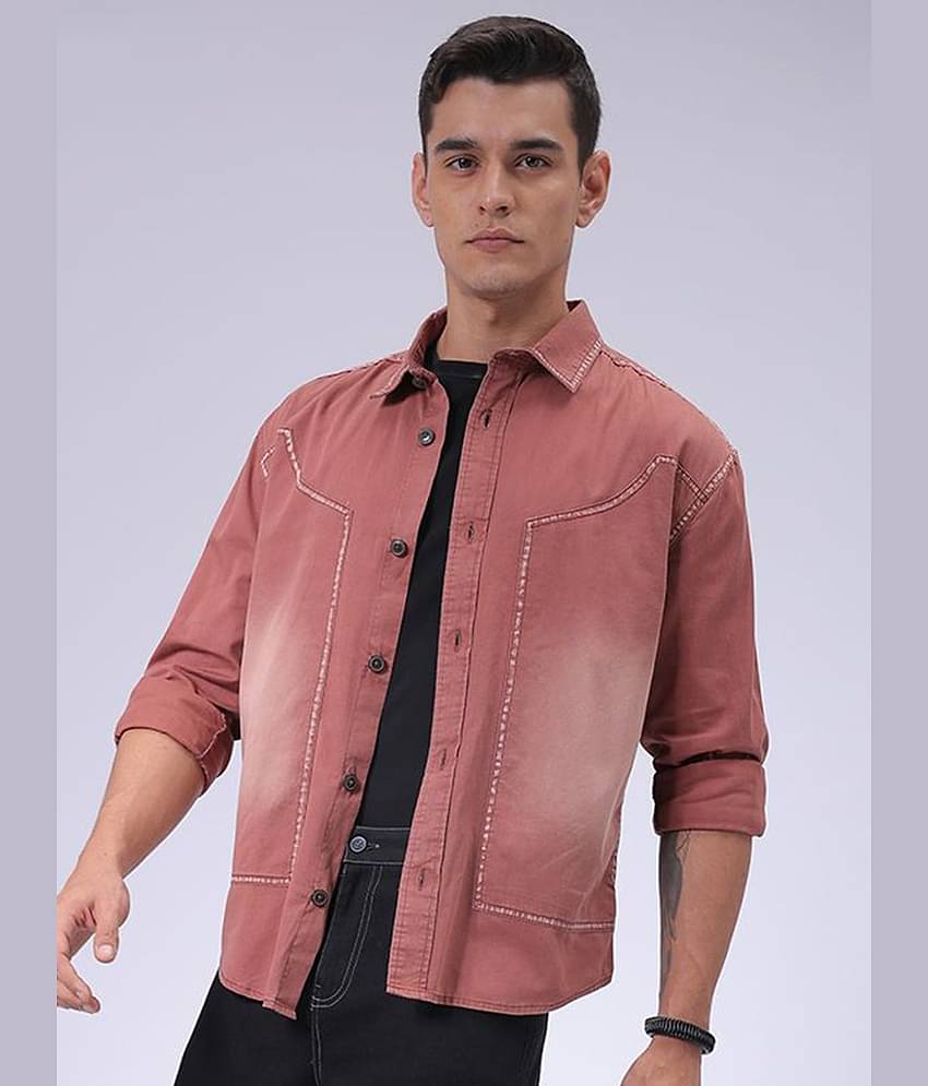 The Indian Garage Co Men Cutaway Collar Faded Cotton Casual Shirt