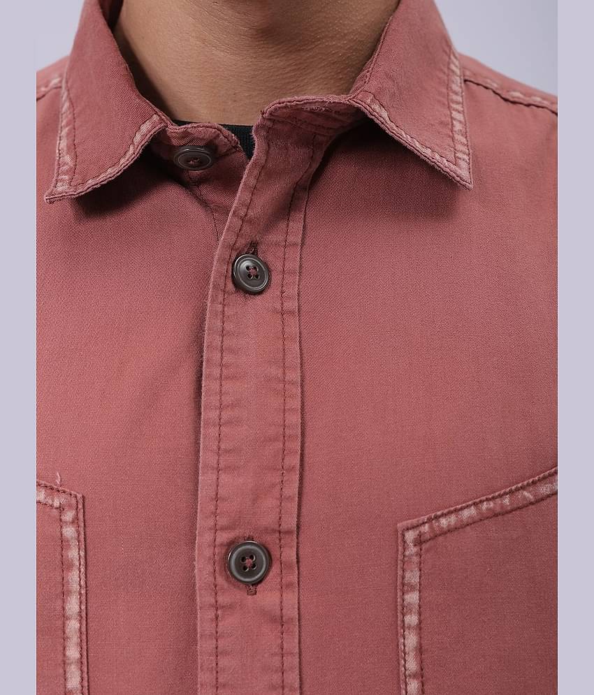 The Indian Garage Co Men Cutaway Collar Faded Cotton Casual Shirt