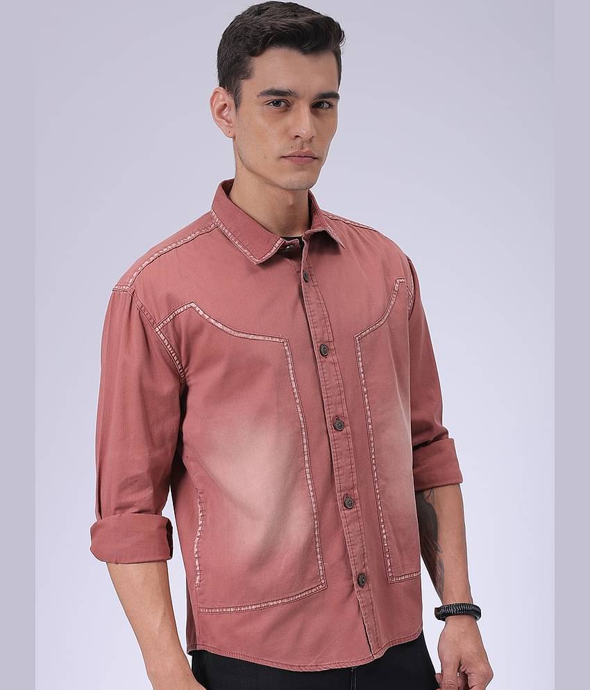 The Indian Garage Co Men Cutaway Collar Faded Cotton Casual Shirt