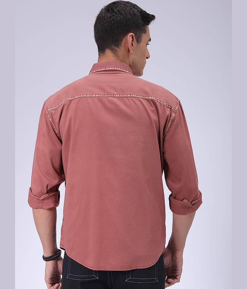 The Indian Garage Co Men Cutaway Collar Faded Cotton Casual Shirt