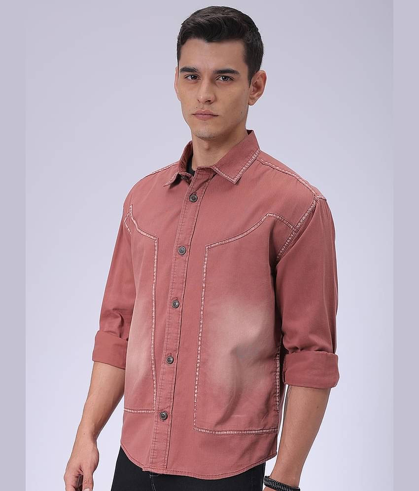 The Indian Garage Co Men Cutaway Collar Faded Cotton Casual Shirt