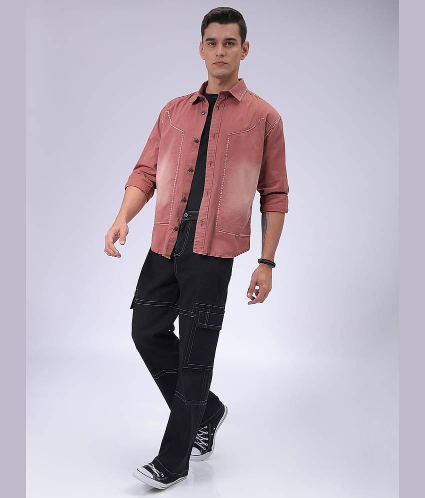 The Indian Garage Co Men Cutaway Collar Faded Cotton Casual Shirt