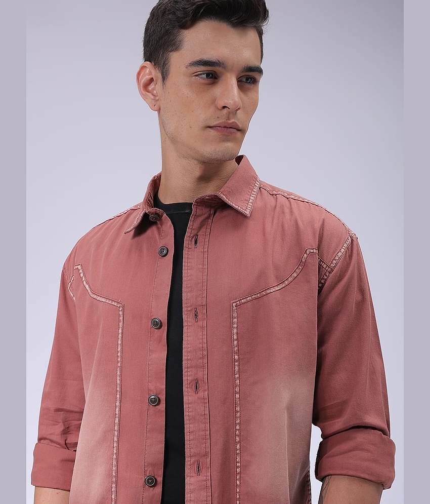 The Indian Garage Co Men Cutaway Collar Faded Cotton Casual Shirt