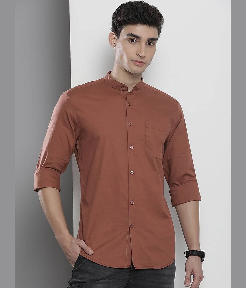 The Indian Garage Co Men Brown Solid Casual Shirt