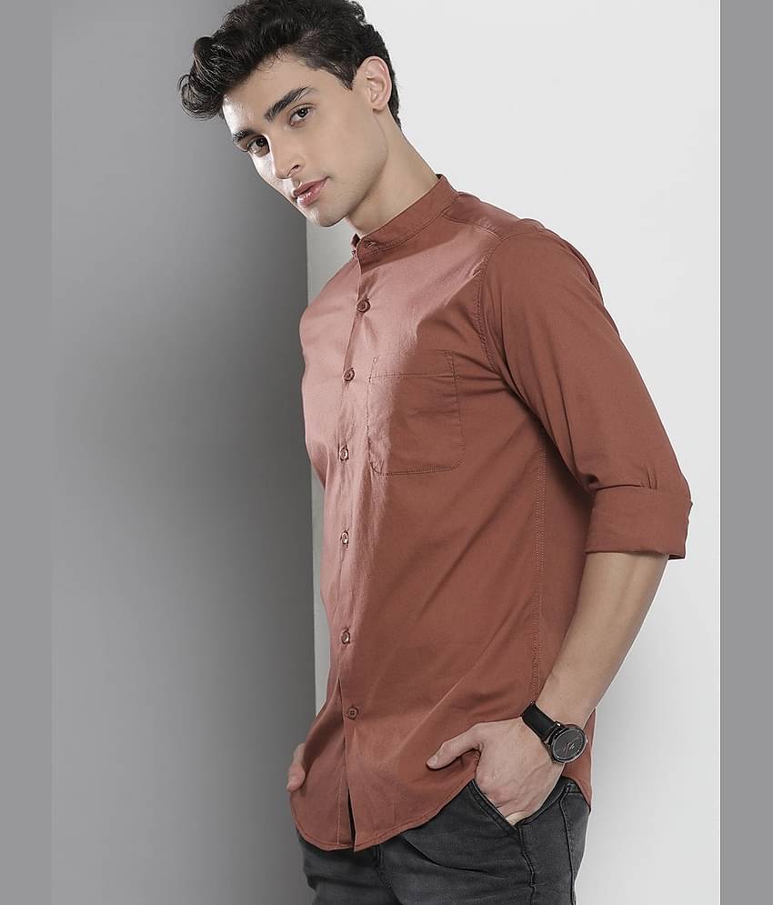 The Indian Garage Co Men Brown Solid Casual Shirt