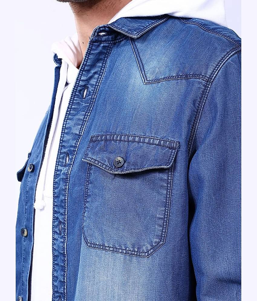 The Indian Garage Co Men Printed Slim Fit Denim Casual Shirt