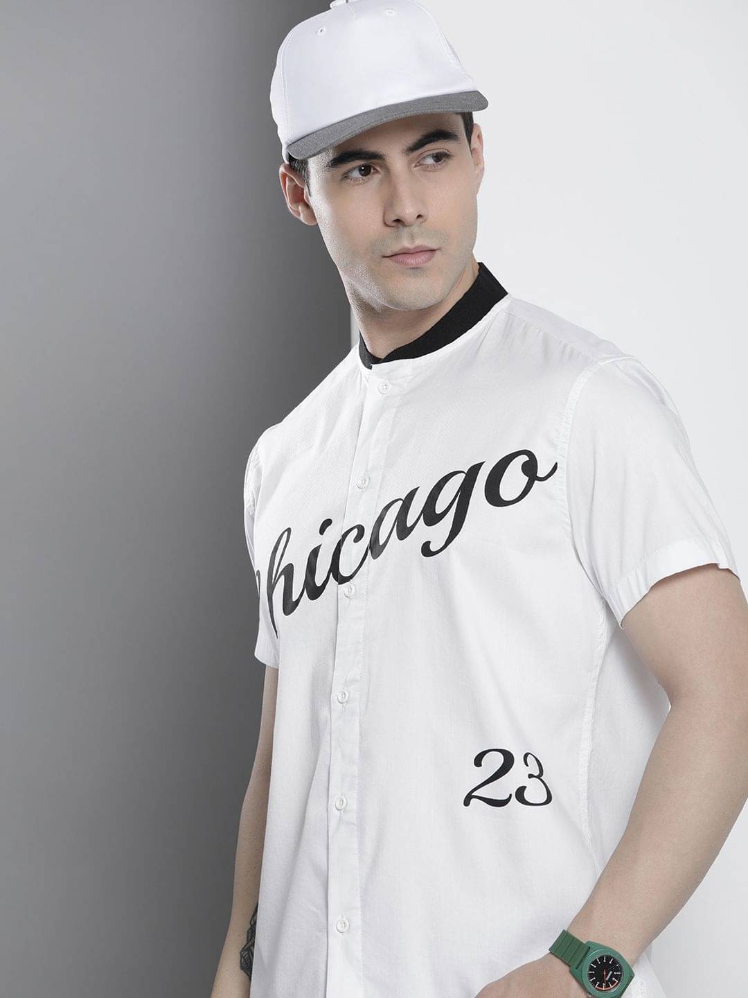 The Indian Garage Co Men White Typography Printed Casual Shirt The Indian Garage Co Men White Typography Printed Casual Shirt