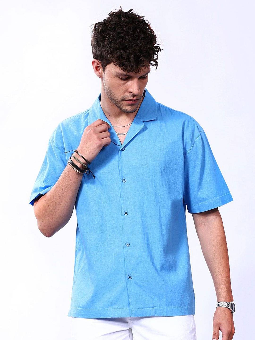     			The Indian Garage Co Cuban Collar Relaxed Fit Casual Shirt