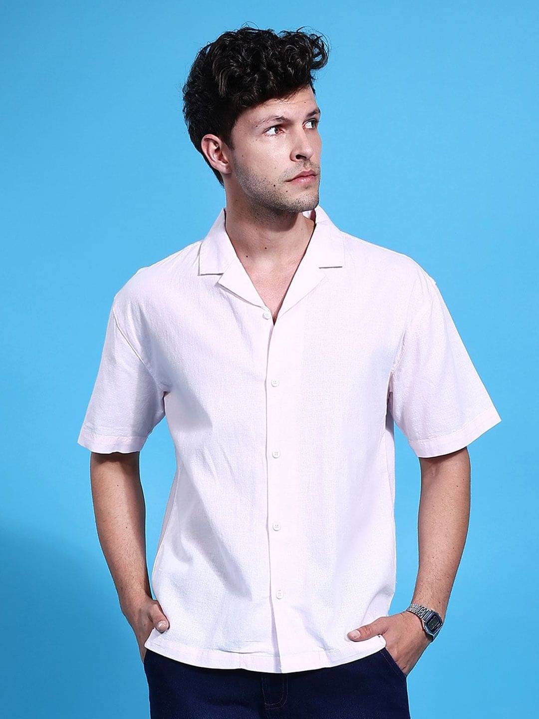 The Indian Garage Co Men Relaxed Fit Linen Casual Shirt The Indian Garage Co Men Relaxed Fit Linen Casual Shirt