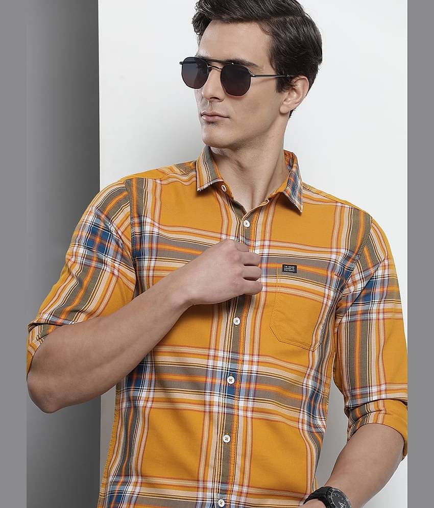 The Indian Garage Co Men Yellow Comfort Checked Regular Fit Casual Shirt