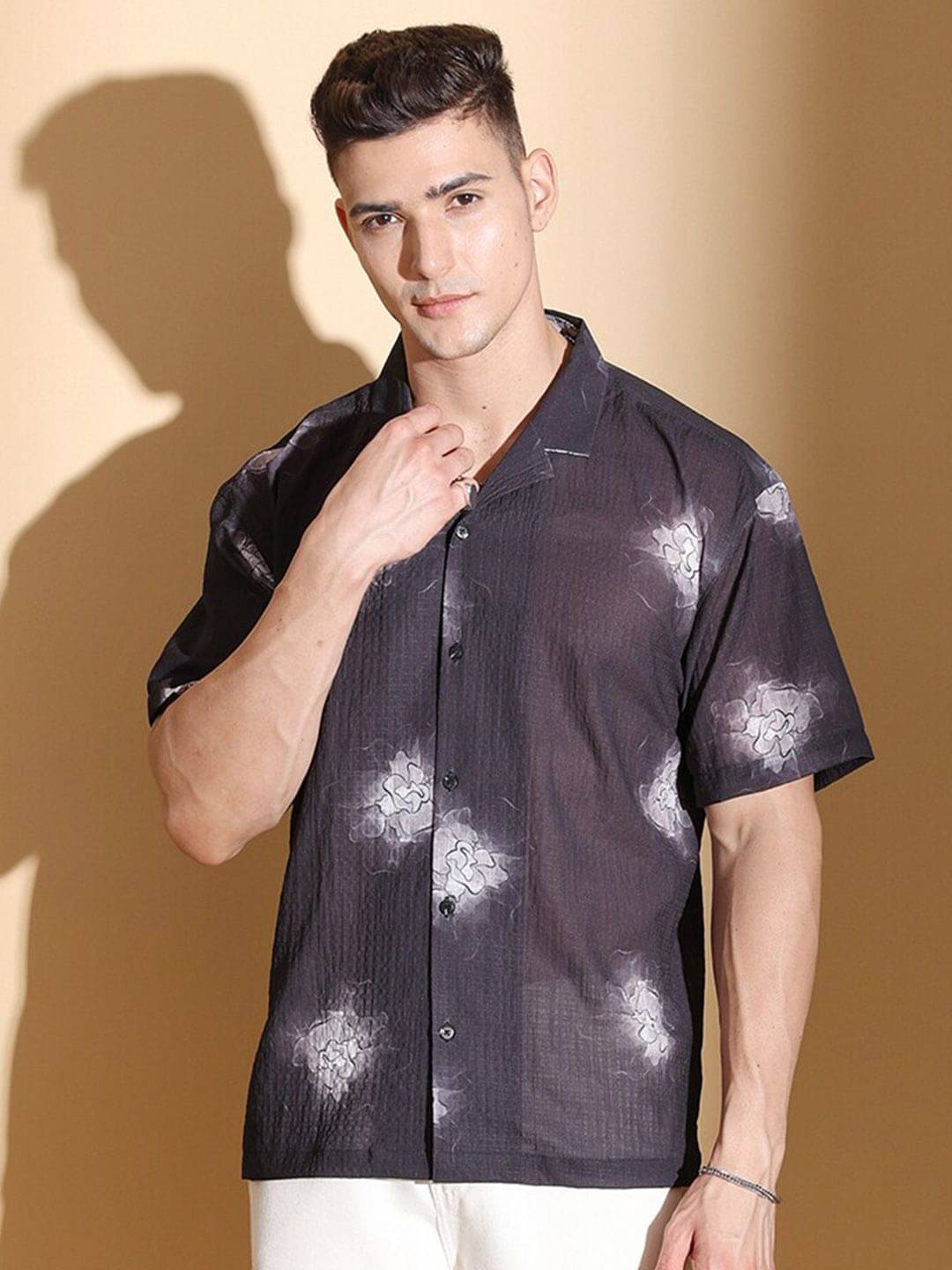 The Indian Garage Co Oversized Floral Printed Casual Shirt     			The Indian Garage Co Oversized Floral Printed Casual Shirt