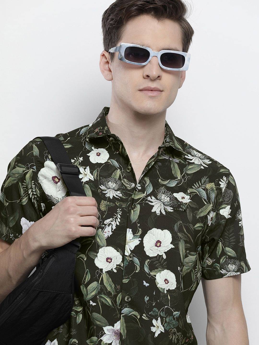 The Indian Garage Co Men Black Floral Printed Casual Shirt     			The Indian Garage Co Men Black Floral Printed Casual Shirt