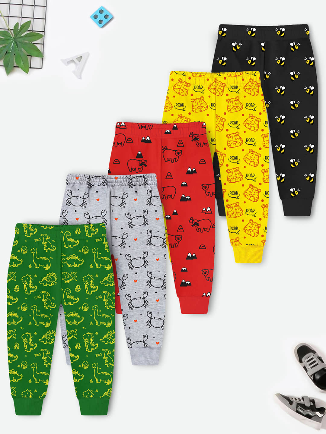 Trampoline Pack of 5 Boys Cotton Blend Trackpant ( Yellow ) - Track Pants | Buy online on ZillyBuy