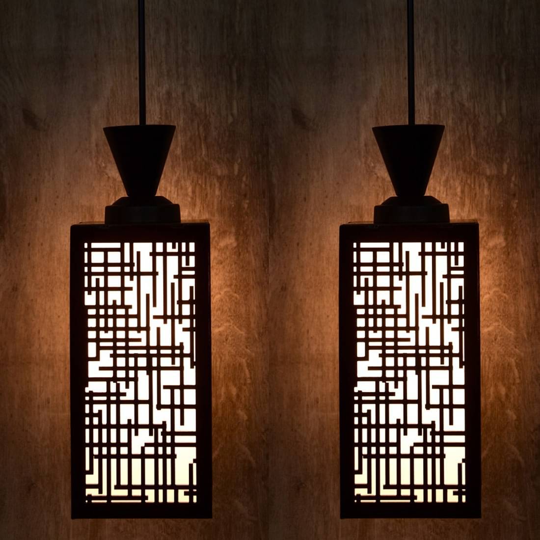 1st Time Wood Hanging Light Black - Pack of 2 1st Time Wood Hanging Light Black - Pack of 2