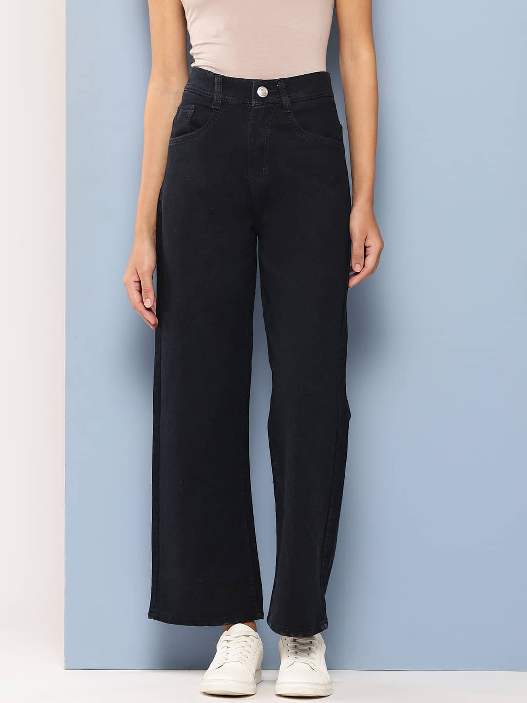 Aarika - Black Denim Wide Leg Women's Jeans ( Pack of 1 ) - Jeans | Buy online on ZillyBuy