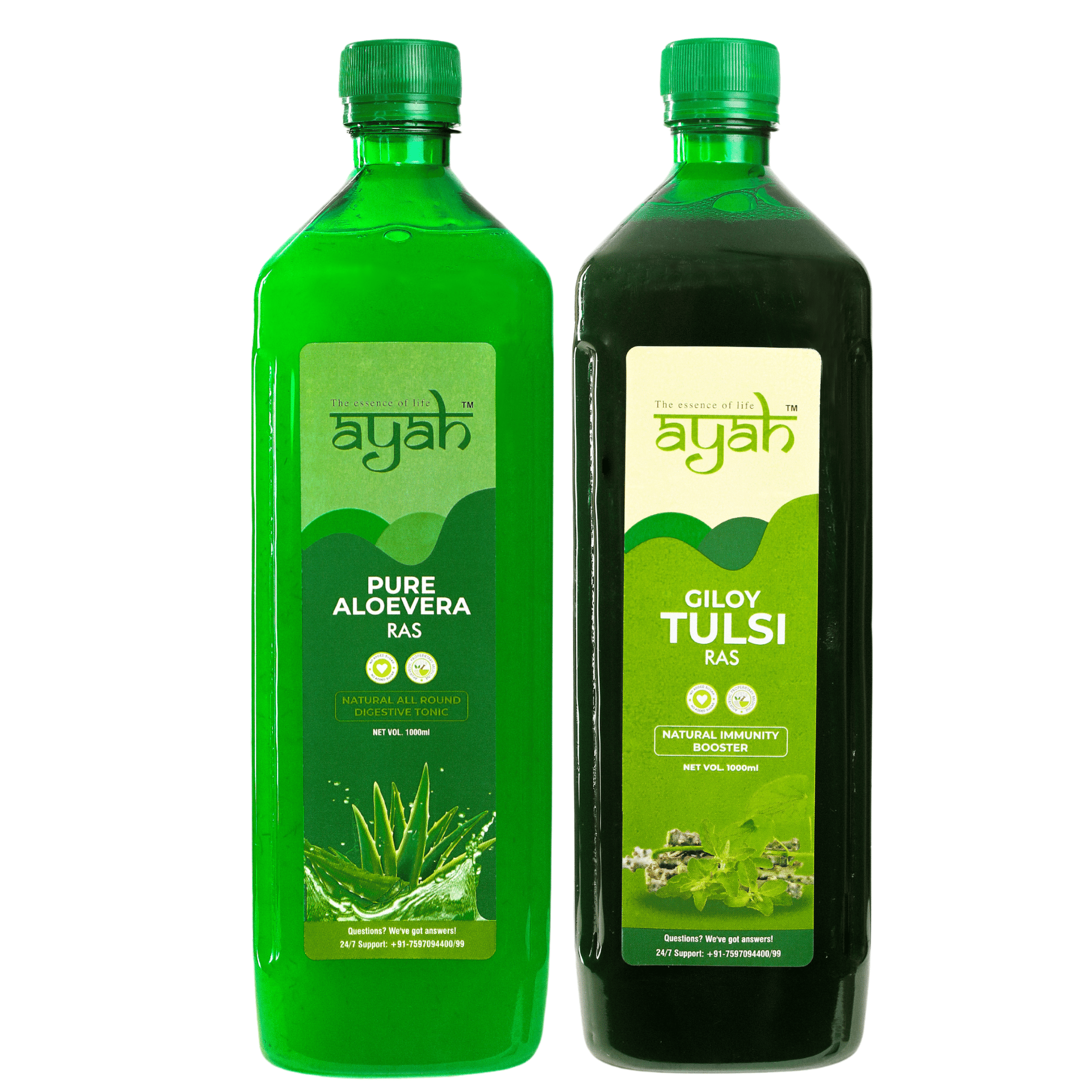 Ayah Aloe Vera & Giloy Tulsi Immunity, Glow & Digestion Juice / Ras - 1000ml + 1000ml