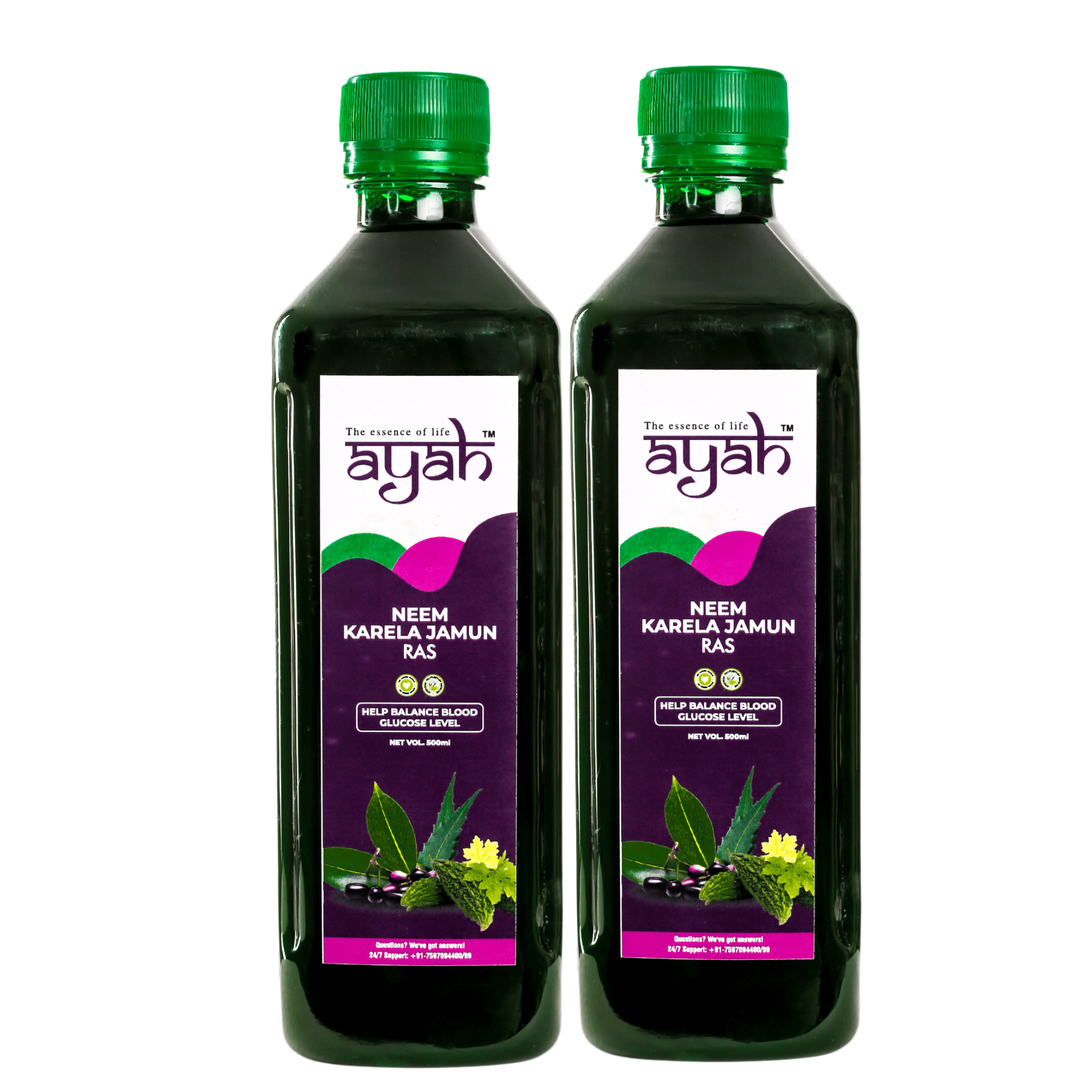     			Ayah Neem Karela Jamun Ras Blood Sugar, Detox & Liver Health Juice / Ras - 500ml + 500ml