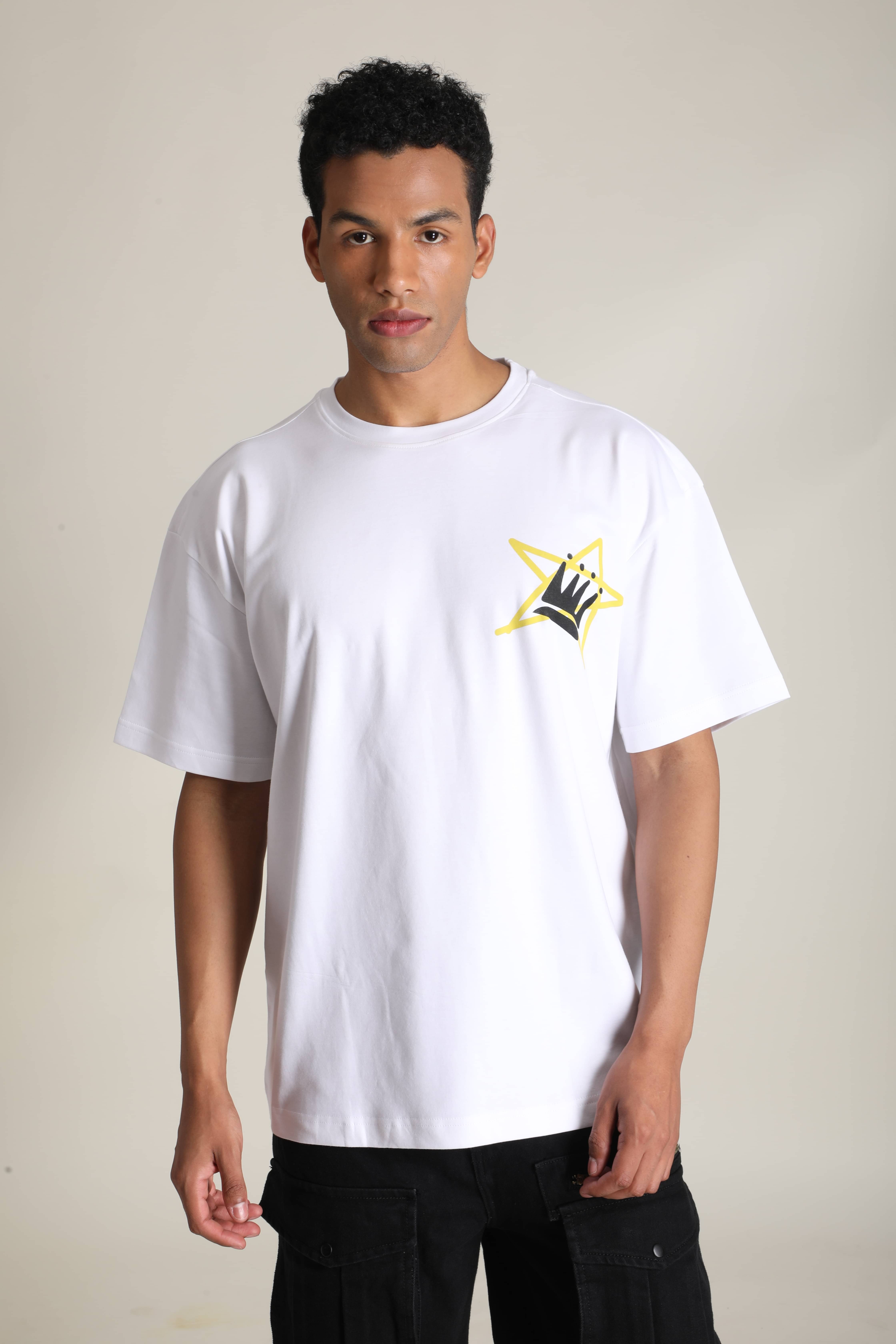 Bene Kleed Men Graphic Printed Cotton Raw Edge Oversized T-shirt Bene Kleed Men Graphic Printed Cotton Raw Edge Oversized T-shirt