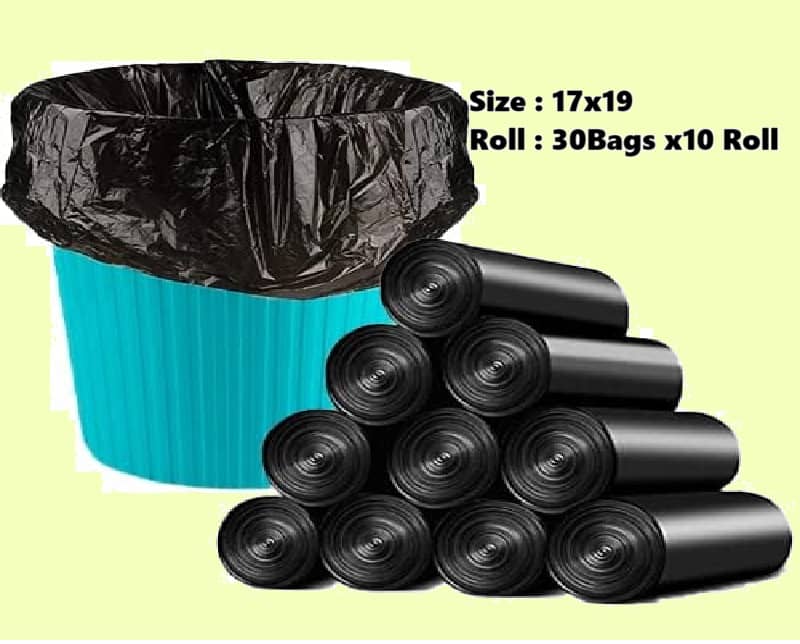 Biodegradable Garbage Bags Small 17X19 Combo of 10 Pack Black Color Unit Count 300 (Dustbin Bag/Trash Bag)