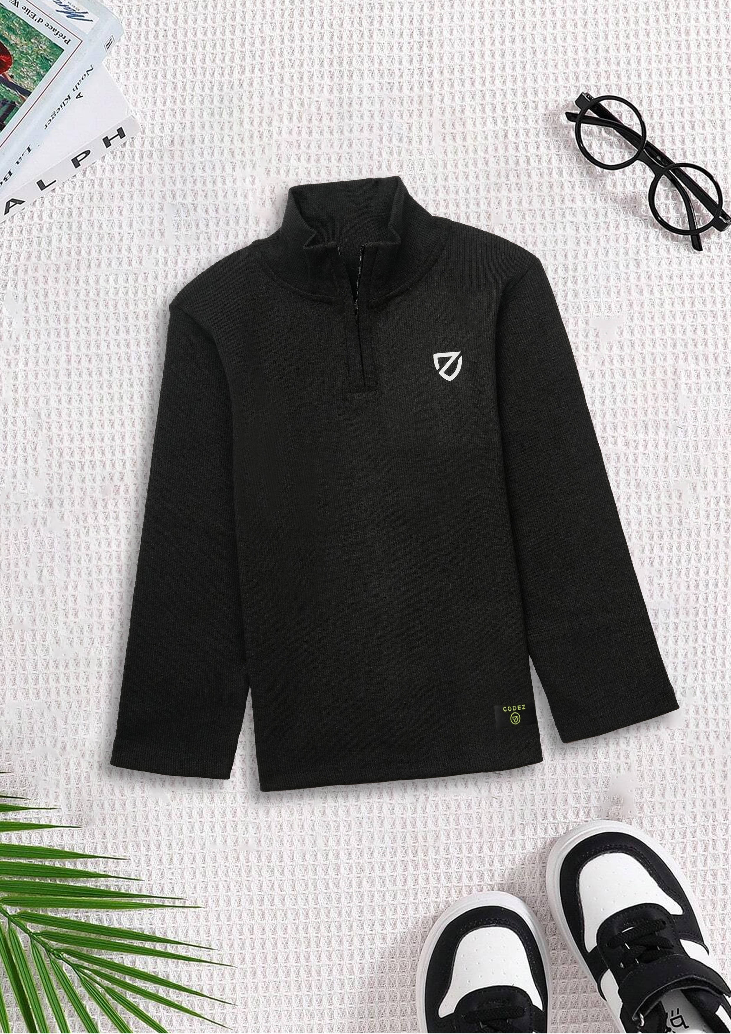     			CODEZ Pack of 1 Boys Cotton Blend Sweatshirt ( Black )