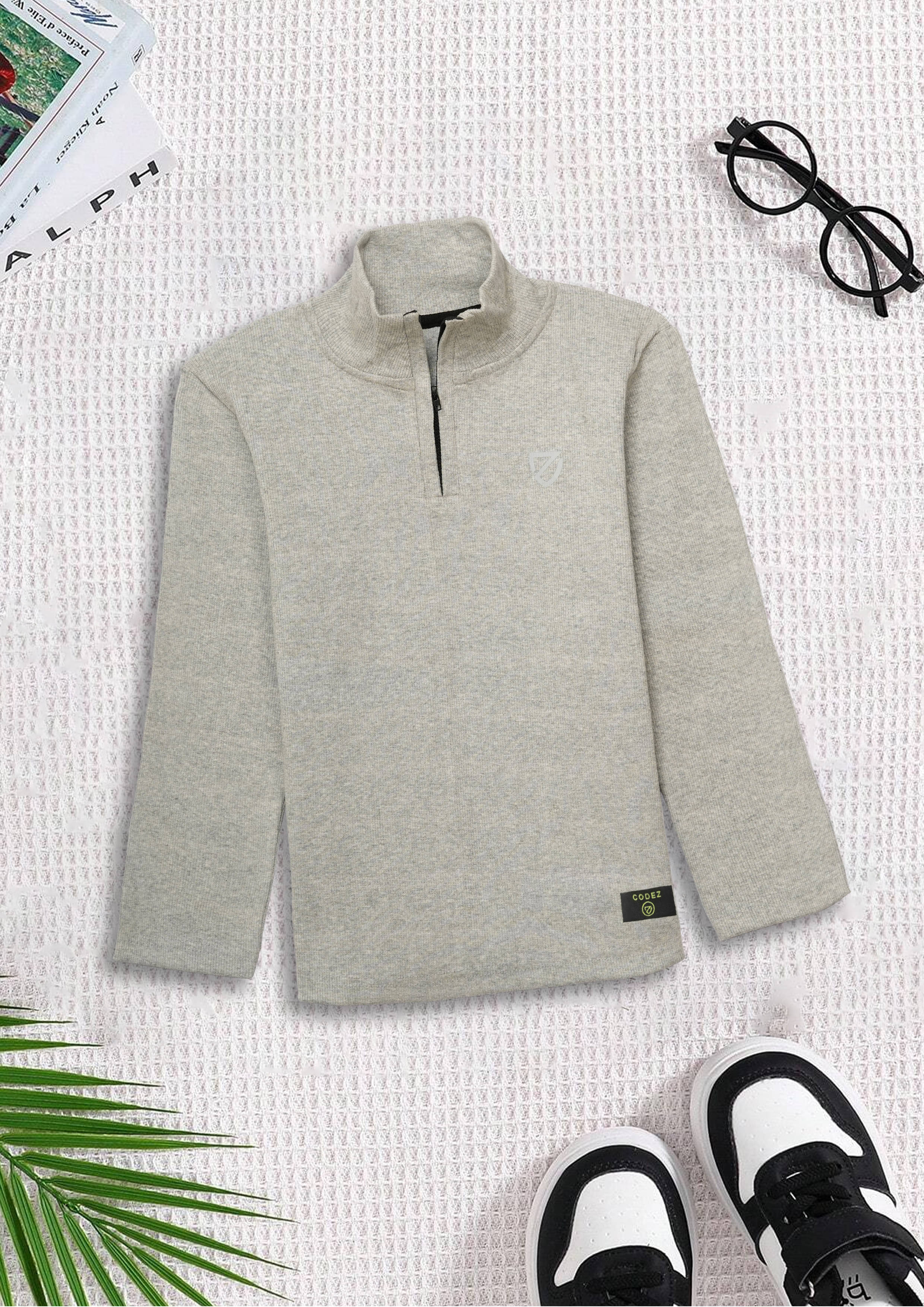     			CODEZ Pack of 1 Boys Cotton Blend Sweatshirt ( Grey Melange )