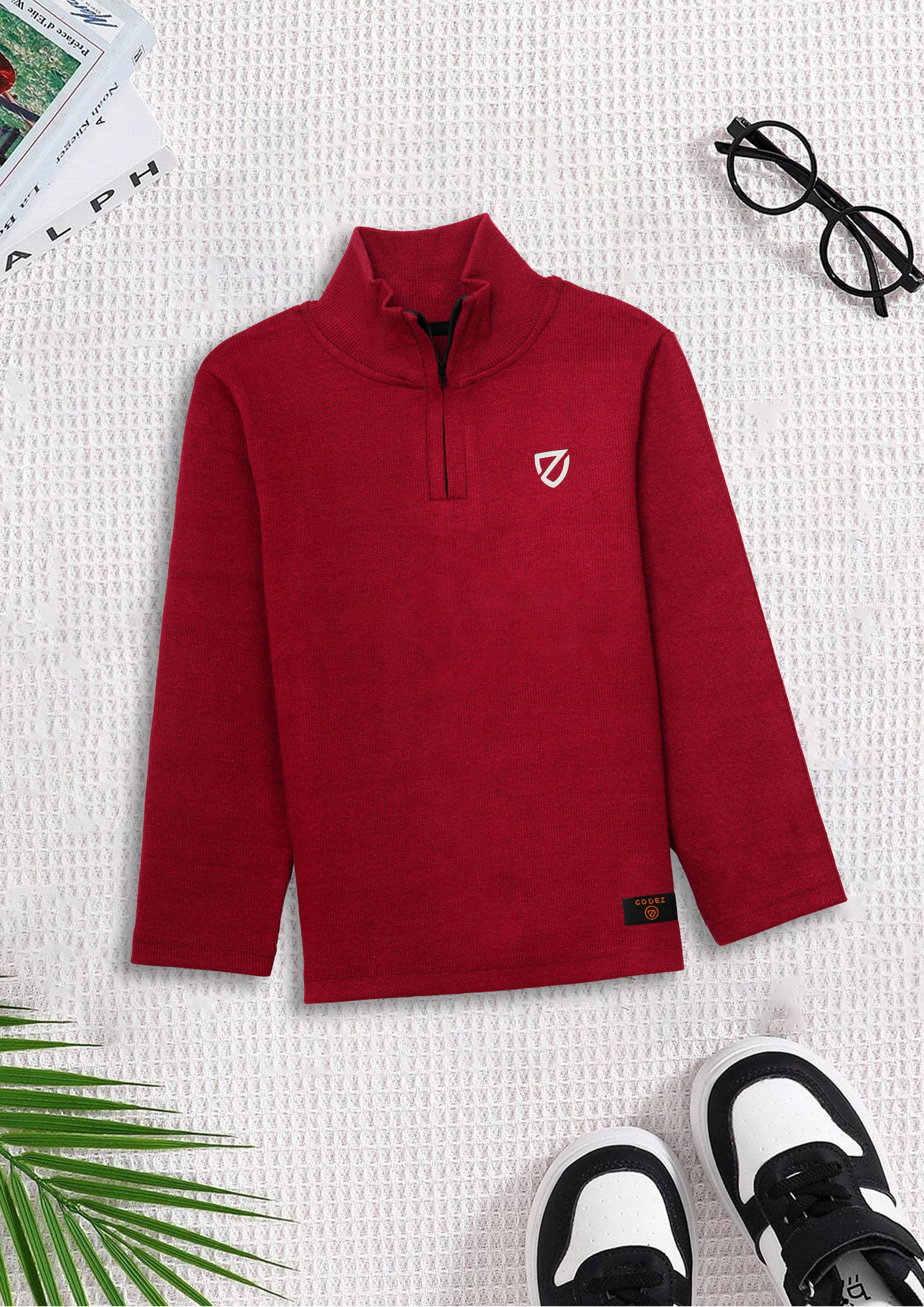     			CODEZ Pack of 1 Boys Cotton Blend Sweatshirt ( Maroon )