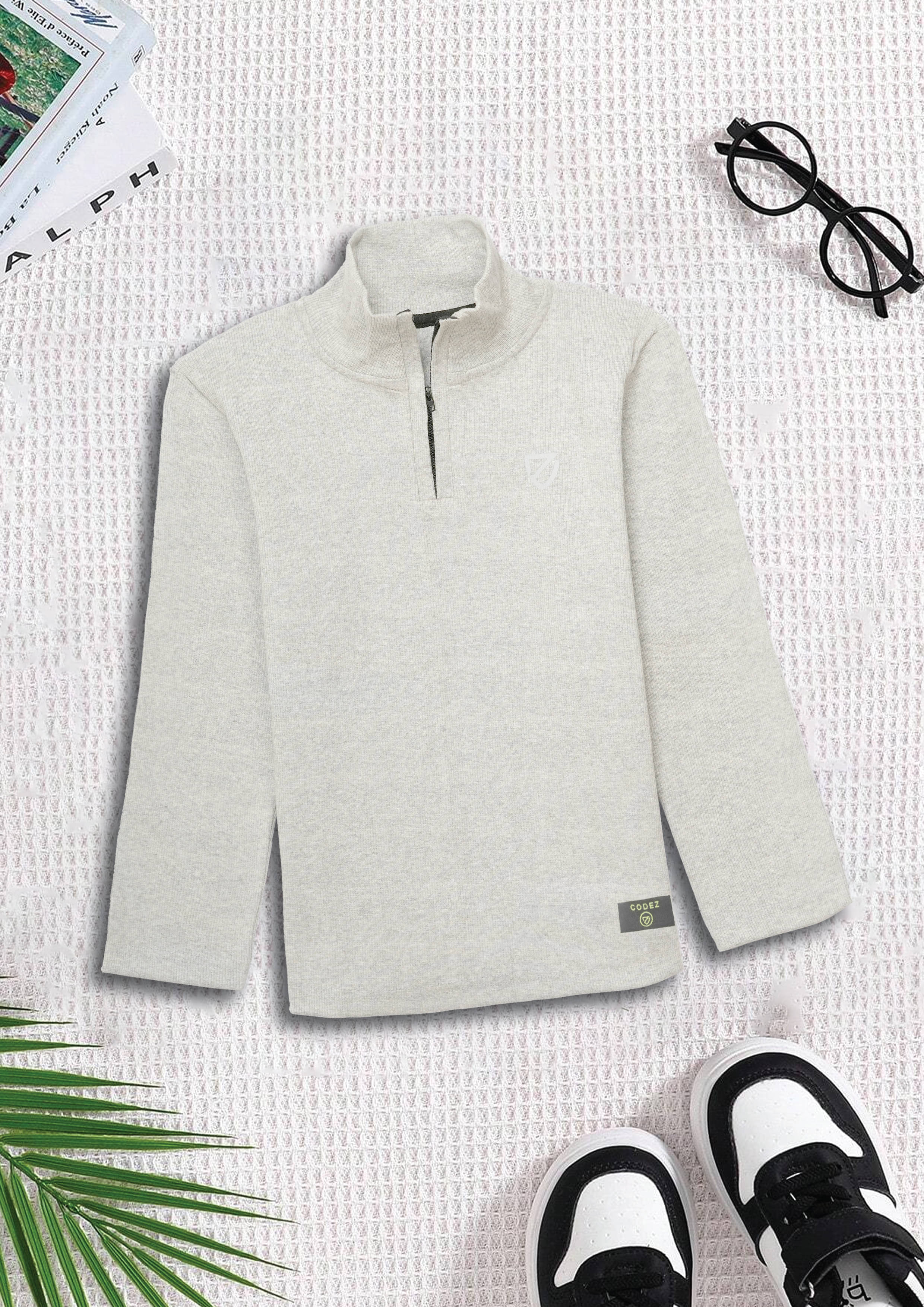     			CODEZ Pack of 1 Boys Cotton Blend Sweatshirt ( Ecru )